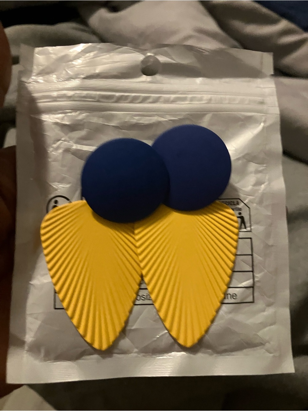 Blue and Yellow Statement Drop Earrings